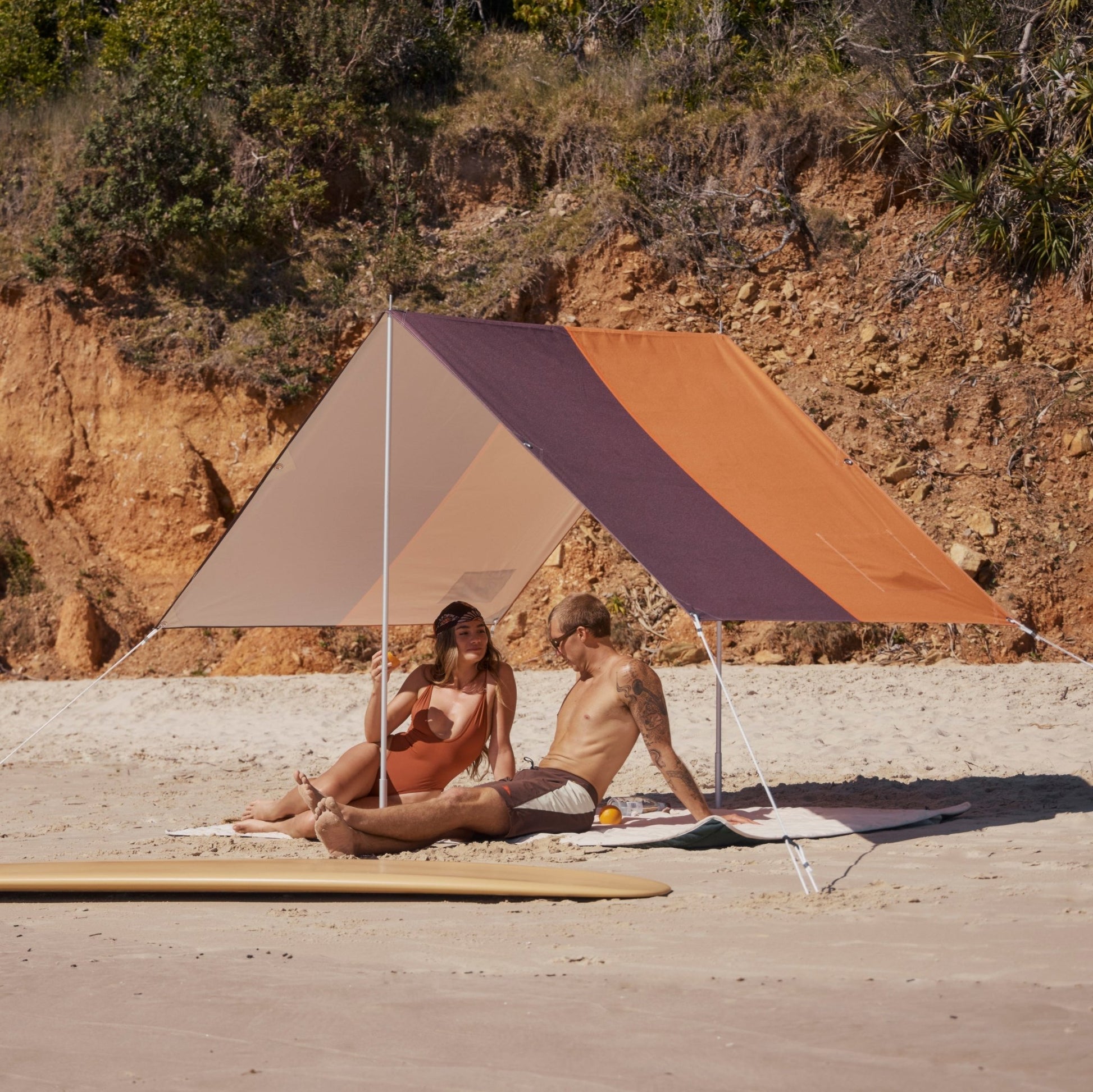 Beach Tent (The Ember) | UPF50+ Beach Shade | Premium Beach Shelter Shade | Strong Fabric, Aluminium Poles